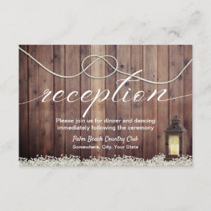 Rustic Lantern Tying the Knot Wedding Reception Invitation