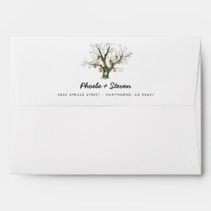 Rustic Lanterns Carved Oak Tree Return Address Envelope