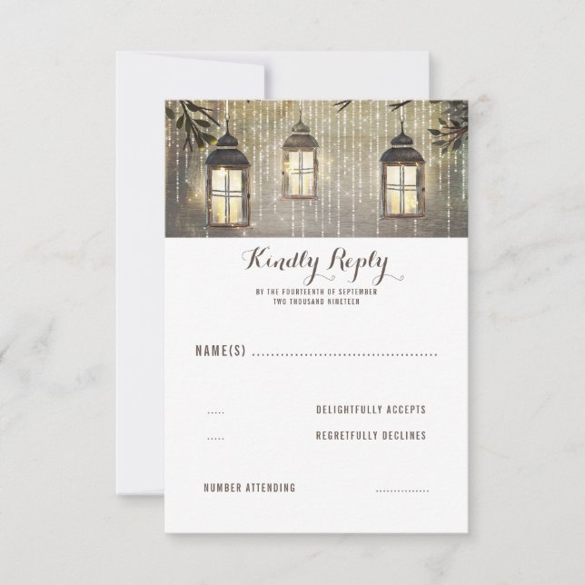 Rustic Lanterns Country Wedding RSVP (Front)