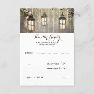 Rustic Lanterns Country Wedding RSVP Card