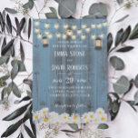 Rustic Lanterns & Daisy Flowers Dusty Blue Wedding Invitation<br><div class="desc">Rustic Lanterns & Daisy Flowers Country Dusty Blue Wedding Invitations.</div>