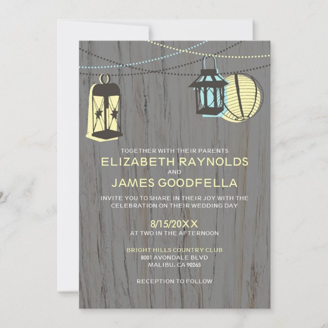 Rustic Lanterns Wedding Invitations (Front)