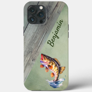Rustic Large Mouth Bass Jumping Out Of The Water iPhone 13 Pro Max Case