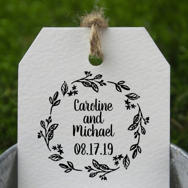 Rustic Laurel Country Wreath | Wedding Rubber Stamp (Creator Uploaded)