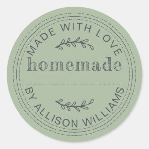Rustic Laurel Green Homemade Baked Goods Classic Round Sticker