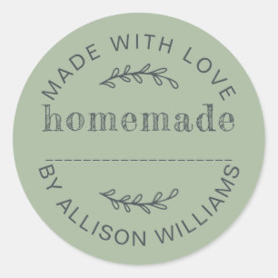Rustic Laurel Green Homemade Baked Goods Classic Round Sticker