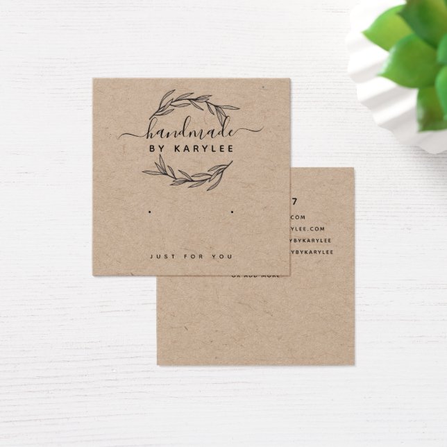 Rustic Laurel Leaf Stud Earring Display Card (Desk)