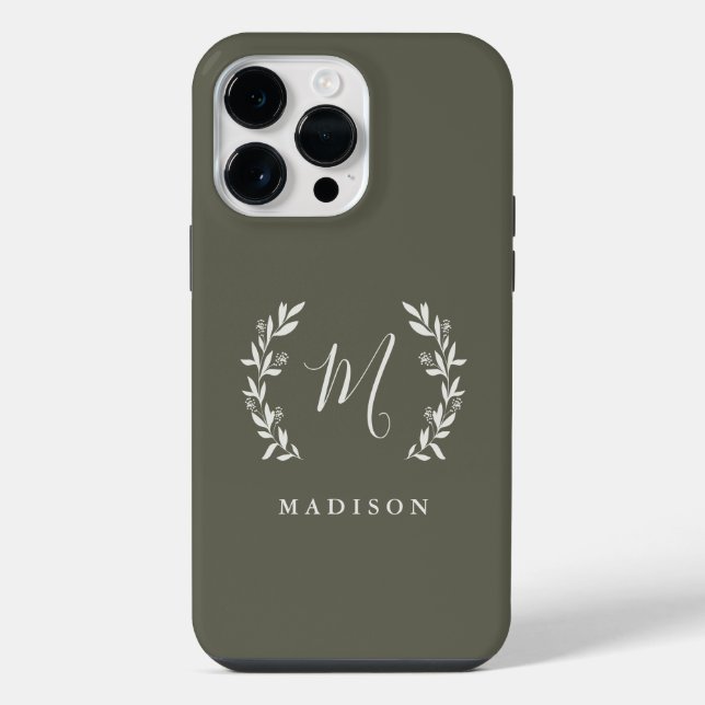 Rustic Laurel Script Monogram Name Case-Mate iPhon iPhone Case (Back)