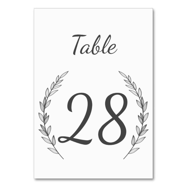 Rustic Laurel Table Number | Editable Colour (Back)