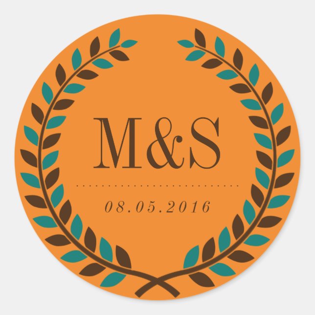 Rustic Laurel Wreath Bridal Shower Sticker (Front)