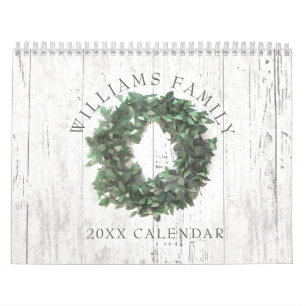 Rustic Laurel Wreath Farmhouse Family Photo 2023 Calendar