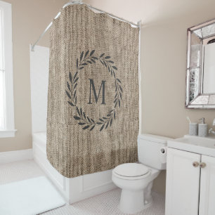 Rustic Laurel Wreath Farmhouse Style Monogrammed S Shower Curtain