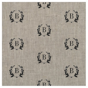 Rustic Laurel Wreath Monogram Fabric
