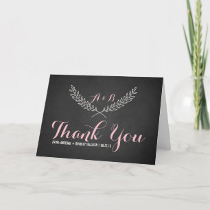 Rustic Laurel Wreath Monogram Thank You Card