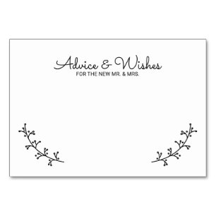 Rustic Laurels Wedding Advice and Wishes Table Number
