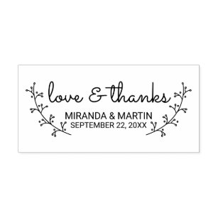 Rustic Laurels Wedding Favor Rubber Stamp