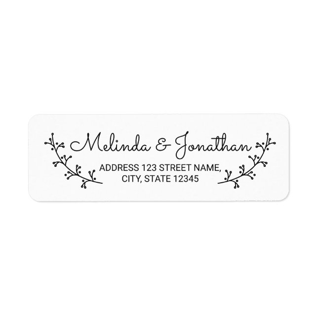 Rustic Laurels Wedding Return Address Label (Front)