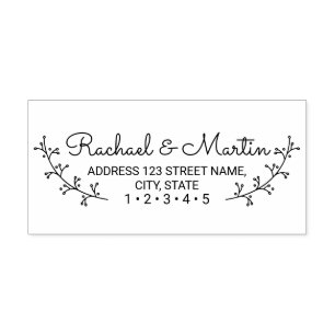 Rustic Laurels Wedding Rubber Stamp