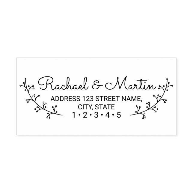 Rustic Laurels Wedding Rubber Stamp (Imprint)