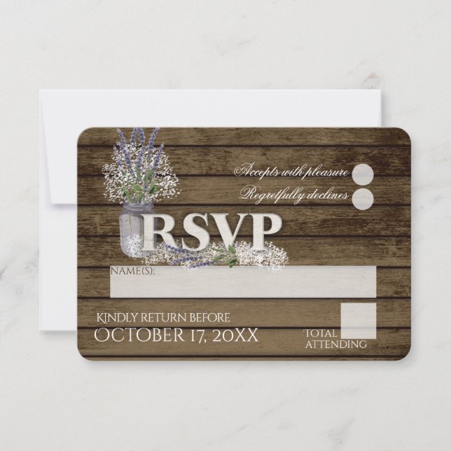 Rustic Lavender and Baby's Breath RSVP Wedding Card (Front)