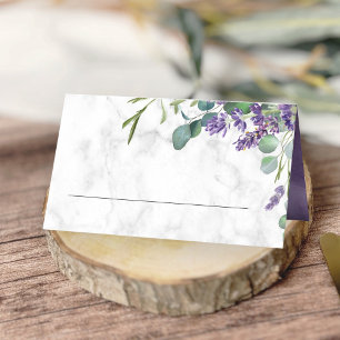 Rustic Lavender and Eucalyptus Marble Wedding Place Card