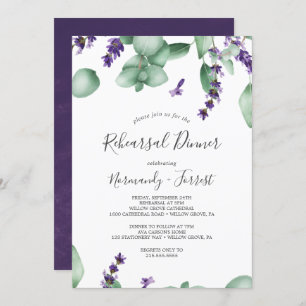 Rustic Lavender and Eucalyptus Rehearsal Dinner Invitation
