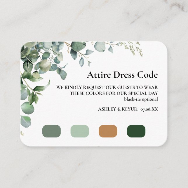Rustic Lavender and Eucalyptus Wedding Attire  Enclosure Card (Front)