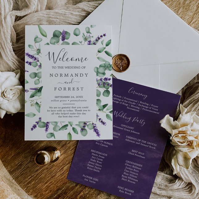 Rustic Lavender and Eucalyptus Wedding Program (Creator Uploaded)
