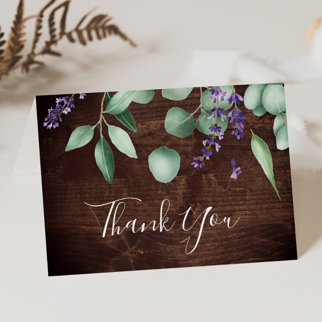 Rustic Lavender and Eucalyptus | Wooden Thank You Card (Creator Uploaded)