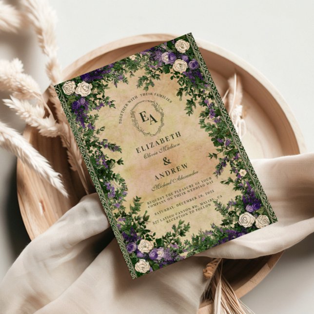 Rustic Lavender and Ivy Wedding Invitation (Creator Uploaded)