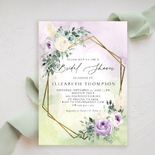 Rustic Lavender Boho Chic Geometric Bridal Shower Invitation