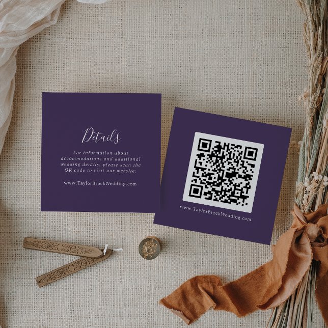 Rustic Lavender Coordinate Plum QR Code Details Enclosure Card (Creator Uploaded)