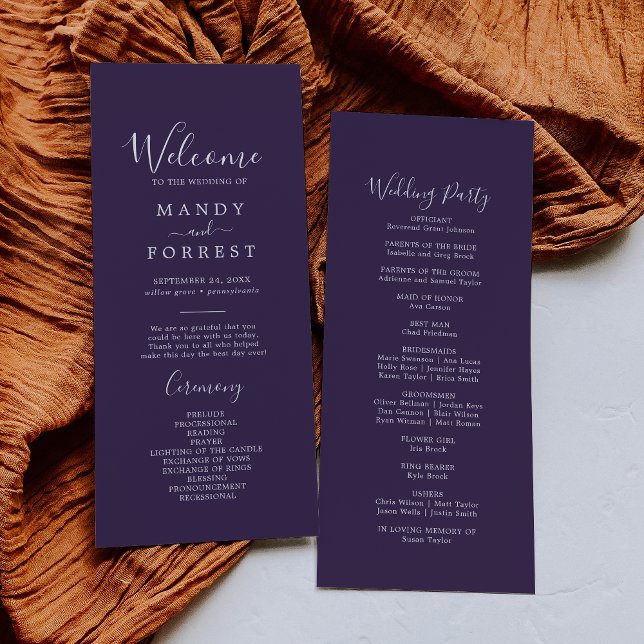 Rustic Lavender Coordinate Plum Wedding Program (Creator Uploaded)