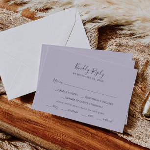 Rustic Lavender Coordinate Purple Menu Choice RSVP