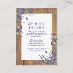 Rustic Lavender Eucalyptus Botanical Wood Details Enclosure Card