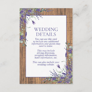 Rustic Lavender Eucalyptus Botanical Wood Details Enclosure Card