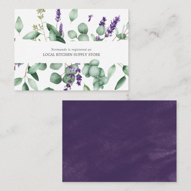 Rustic Lavender & Eucalyptus Gift Registry Enclosure Card (Front/Back)