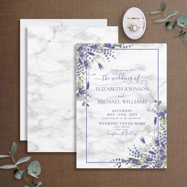 Rustic Lavender Eucalyptus Greenery Photo Wedding  Invitation (Creator Uploaded)