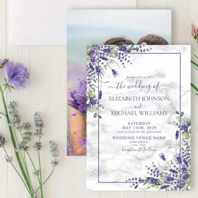 Rustic Lavender Eucalyptus Greenery Photo Wedding Invitation (Creator Uploaded)