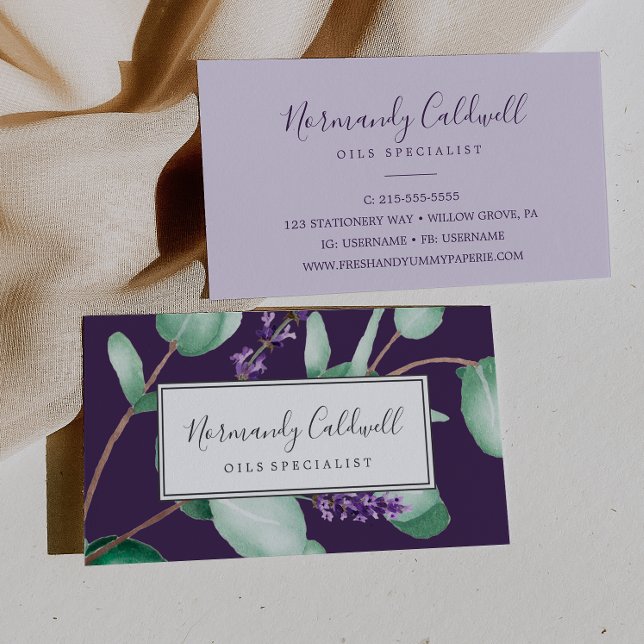 Rustic Lavender & Eucalyptus Purple Business Card (Creator Uploaded)