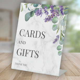 Rustic Lavender Eucalyptus Wedding Card and Gifts Pedestal Sign