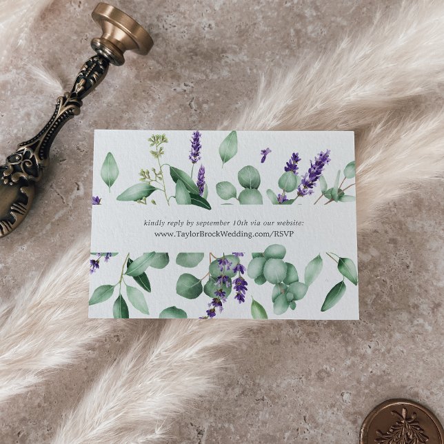 Rustic Lavender & Eucalyptus Wedding Website RSVP Enclosure Card (Creator Uploaded)