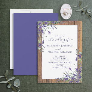 Rustic Lavender Eucalyptus Wood Script Wedding Invitation