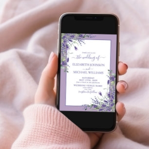 Rustic Lavender Eucalyptus Wood Script Wedding Invitation
