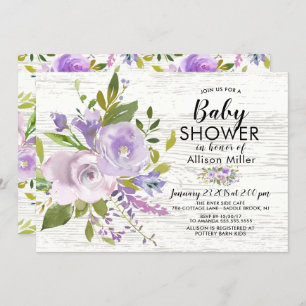 Rustic Lavender Floral BABY Shower Invitations