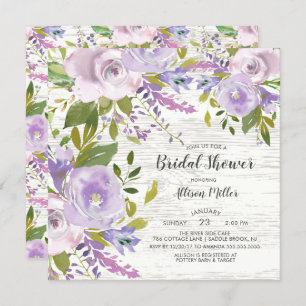 Rustic Lavender  Floral Bridal Shower Invitation