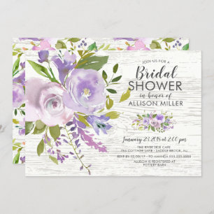 Rustic Lavender Floral Bridal Shower Invitations