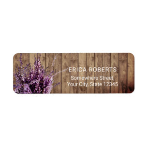 Rustic Lavender Floral Country Barn Wooden Return Address Label