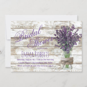 Rustic Lavender Floral Mason Jar Bridal Shower Invitation