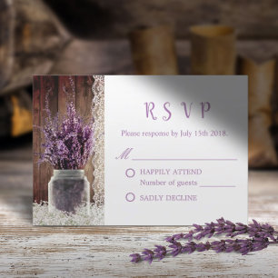 Rustic Lavender Floral Mason Jar Wedding RSVP Card
